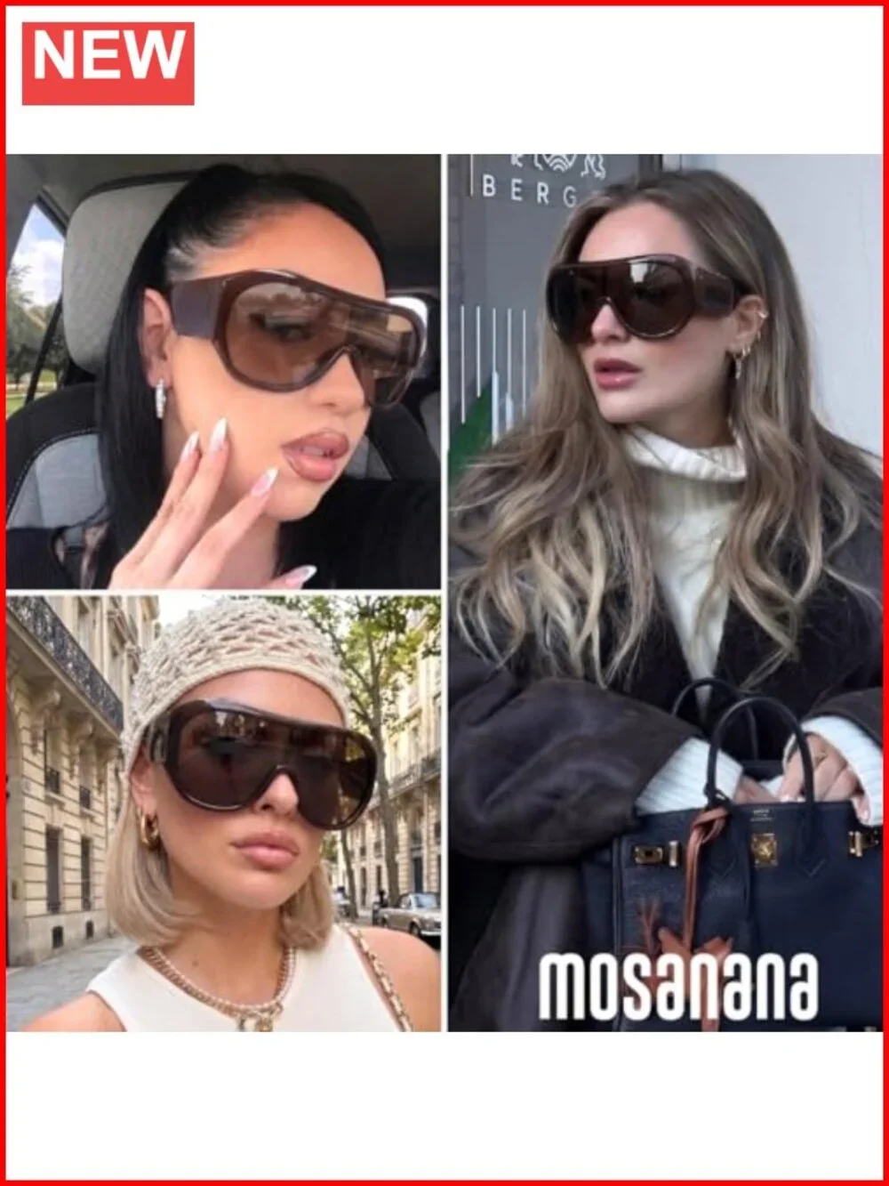 Oversized Shield Sunglasses Retro Big Frame Fashion